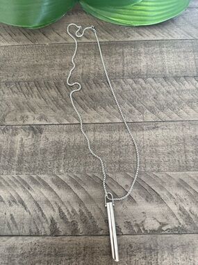 Sterling Silver Bar Pendant Necklace - Sleek Modern Design